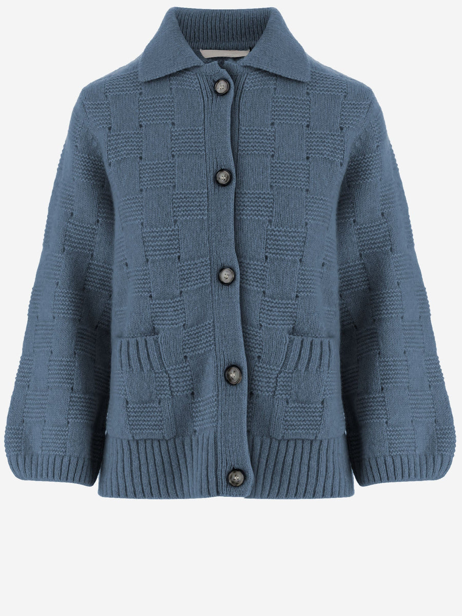 Cardigan Cashmere And Silk Light Blue