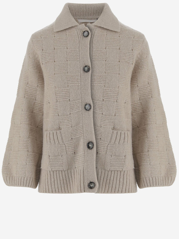 Cardigan Cashmere And Silk Beige