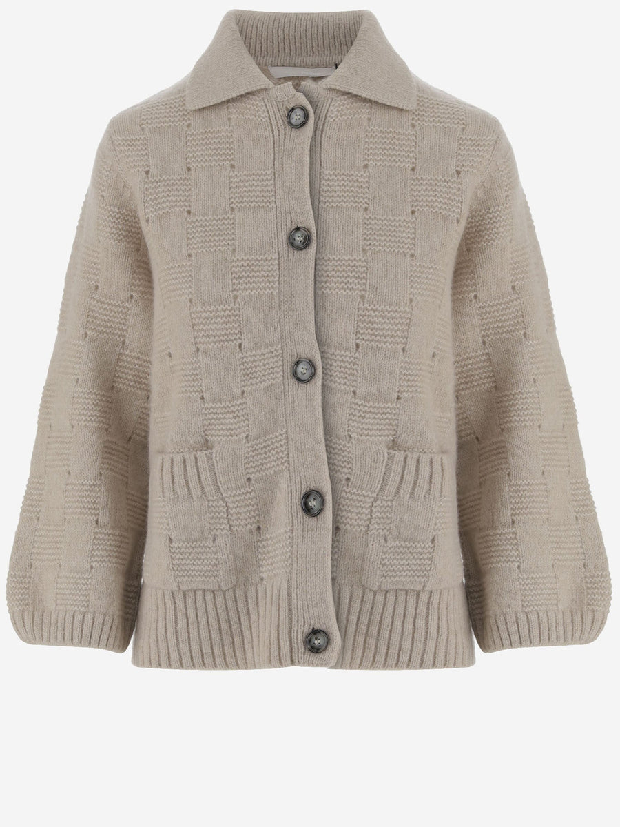 Cardigan Cashmere And Silk Beige