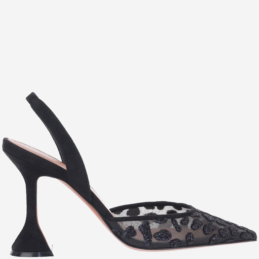 Slingbacks Holli Mesh Animal Print Black Suede And Shoe