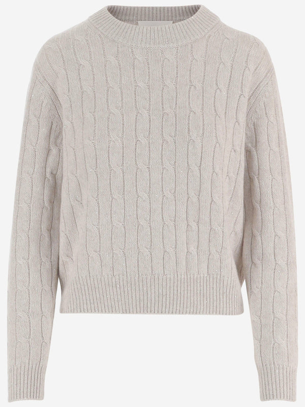 Sweater Braided Cashmere-Blend With Sequins Ivory