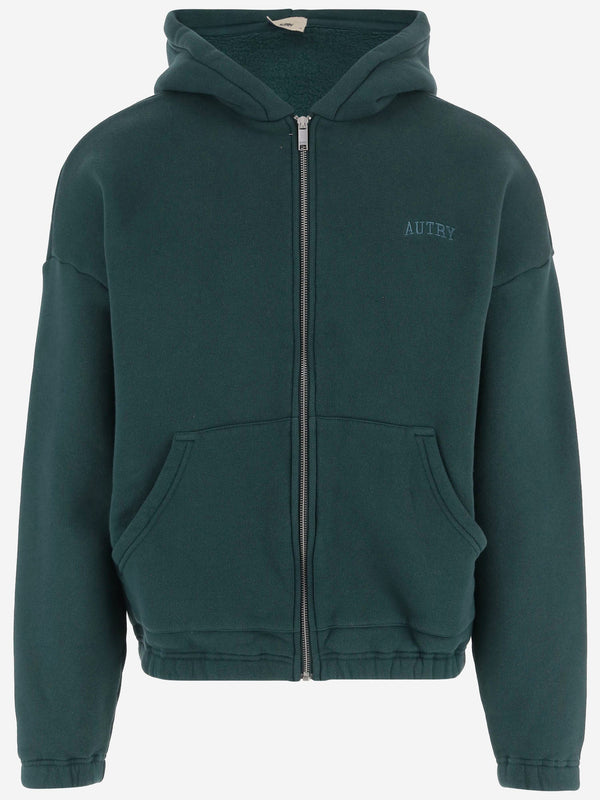 Cotton Zip-Up Hoodie Green Sweatshirts