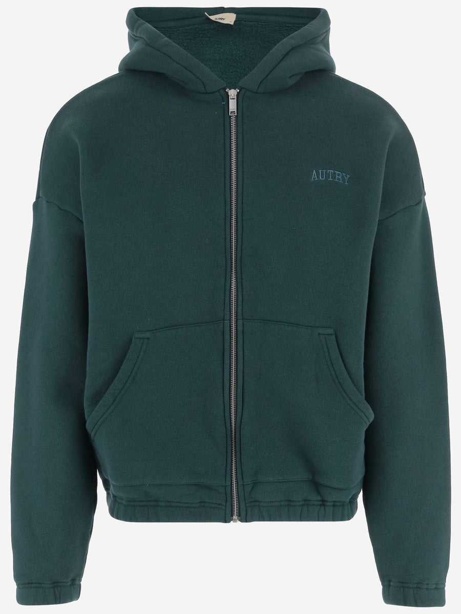 Cotton Zip-Up Hoodie Green Sweatshirts
