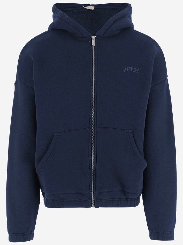 Cotton Zip-Up Hoodie Blue Sweatshirts