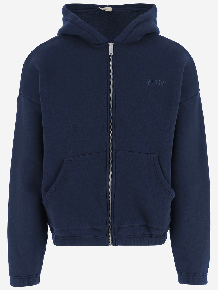Cotton Zip-Up Hoodie Blue Sweatshirts