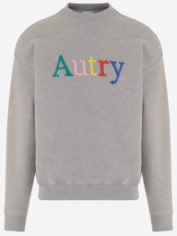 Cotton Sweatshirt With Embroidered Logo Grey