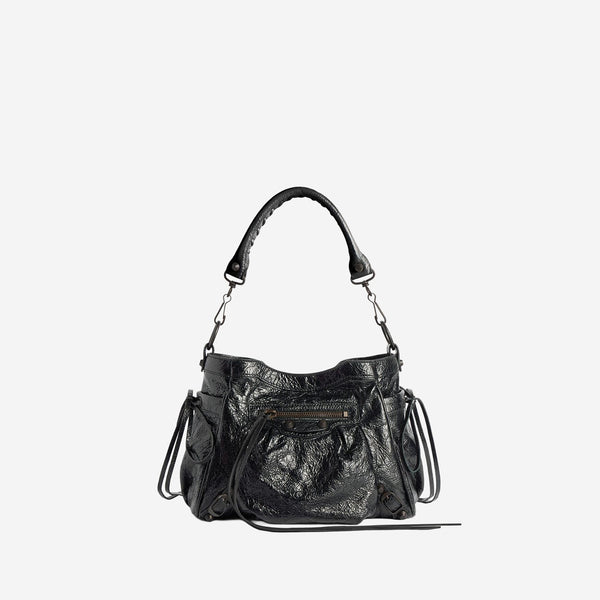 Bucket Bag Le City Leather Black Domesticated Lamb Shoulder