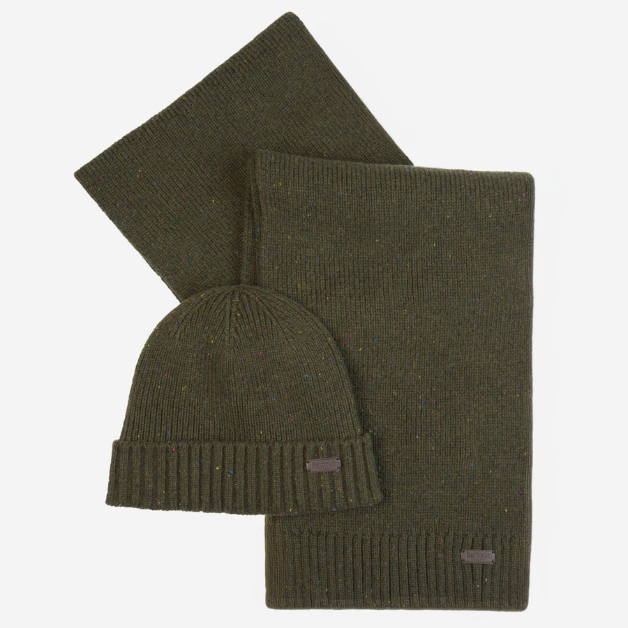 Beanie And Scarf Gift Set Olive Green Acrylic