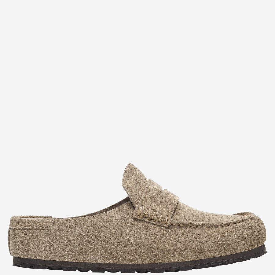 Loafers Naples Wrapped Suede Taupe Leather Slippers