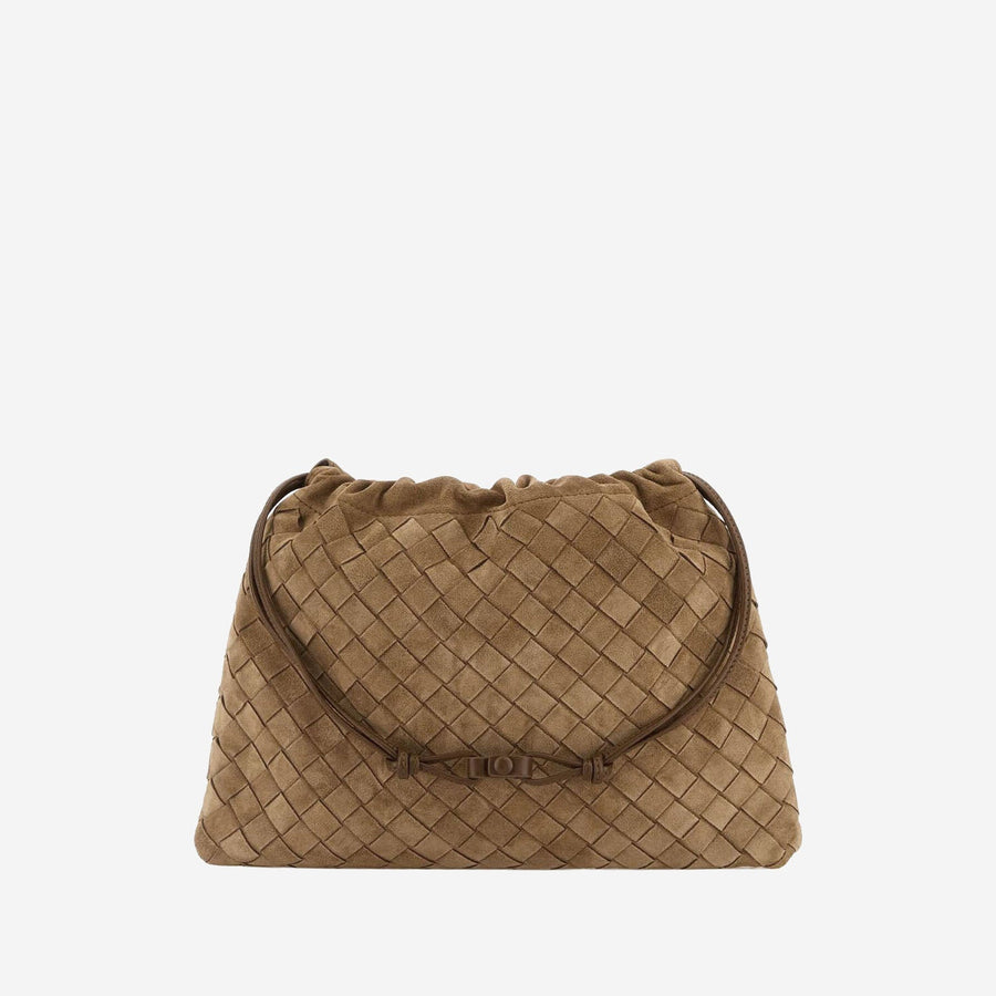 Clutch Woven Suede Light Brown Bags