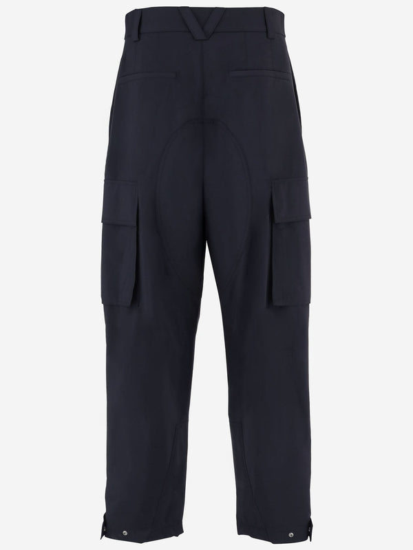 Nylon Cargo Pants Dark Blue Polyester Trousers