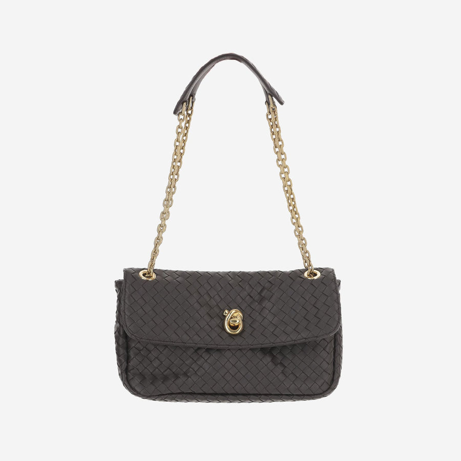 Leather Madison Shoulder Bag Brown Lambskin