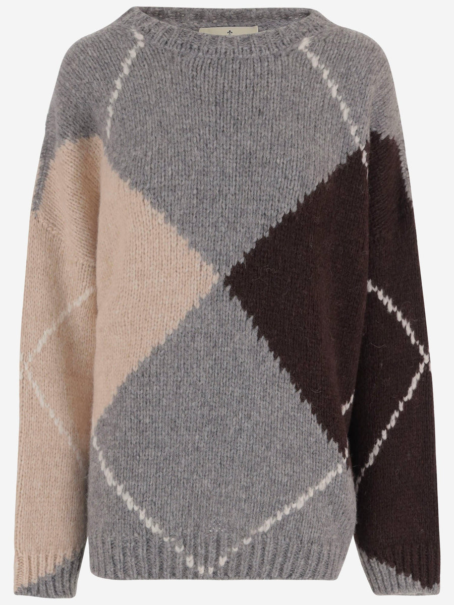 Sweater Wool-Blend Argyle Multicolour Alpaca