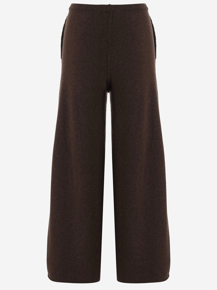 Wool And Cashmere Knit Trousers Dark Brown Virgin