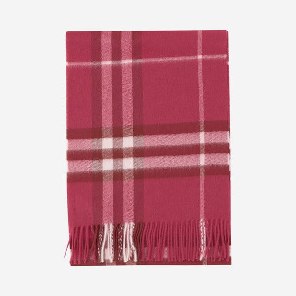 Cashmere Scarf Giant Check Jam Pink