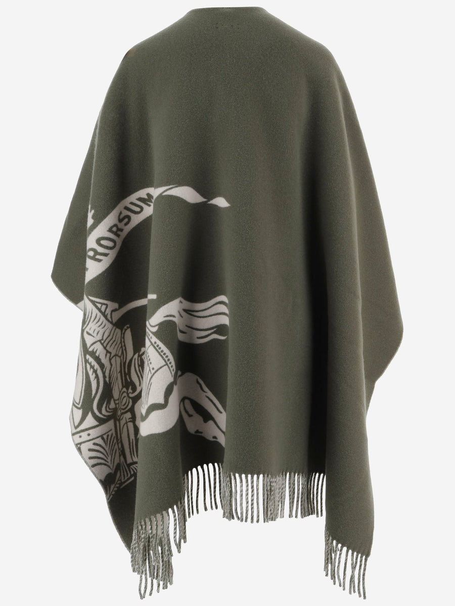 Reversible Wool-Blend Cape Green Virgin Wool Capes