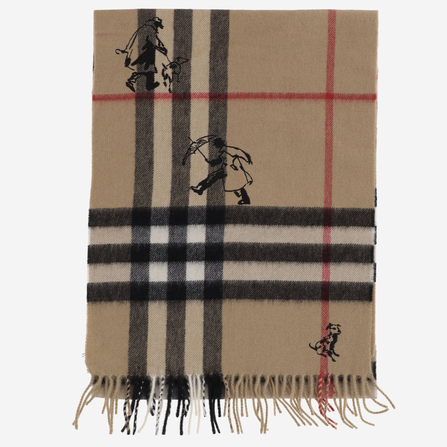 Scarf Check Cashmere Beige