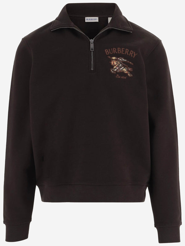 Cotton Half-Zip Sweater Dark Brown