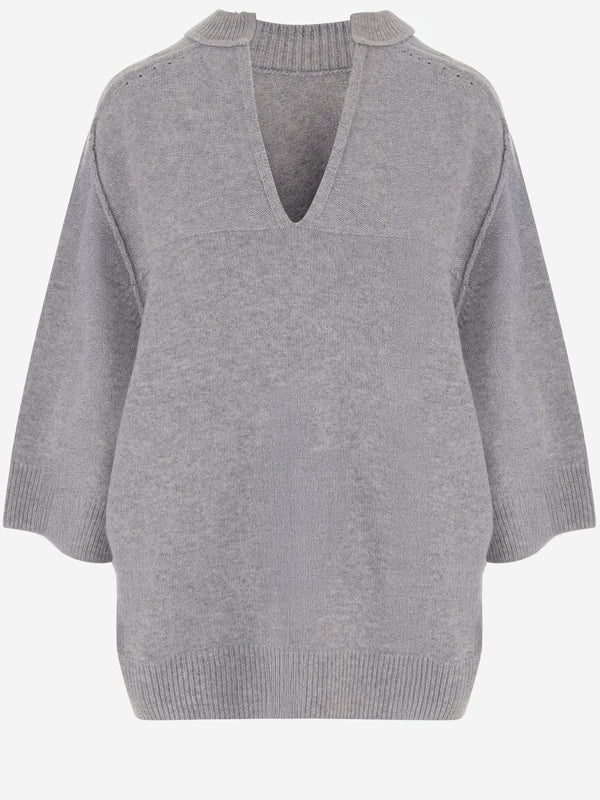 Cashmere V-Neck Sweater Light Grey