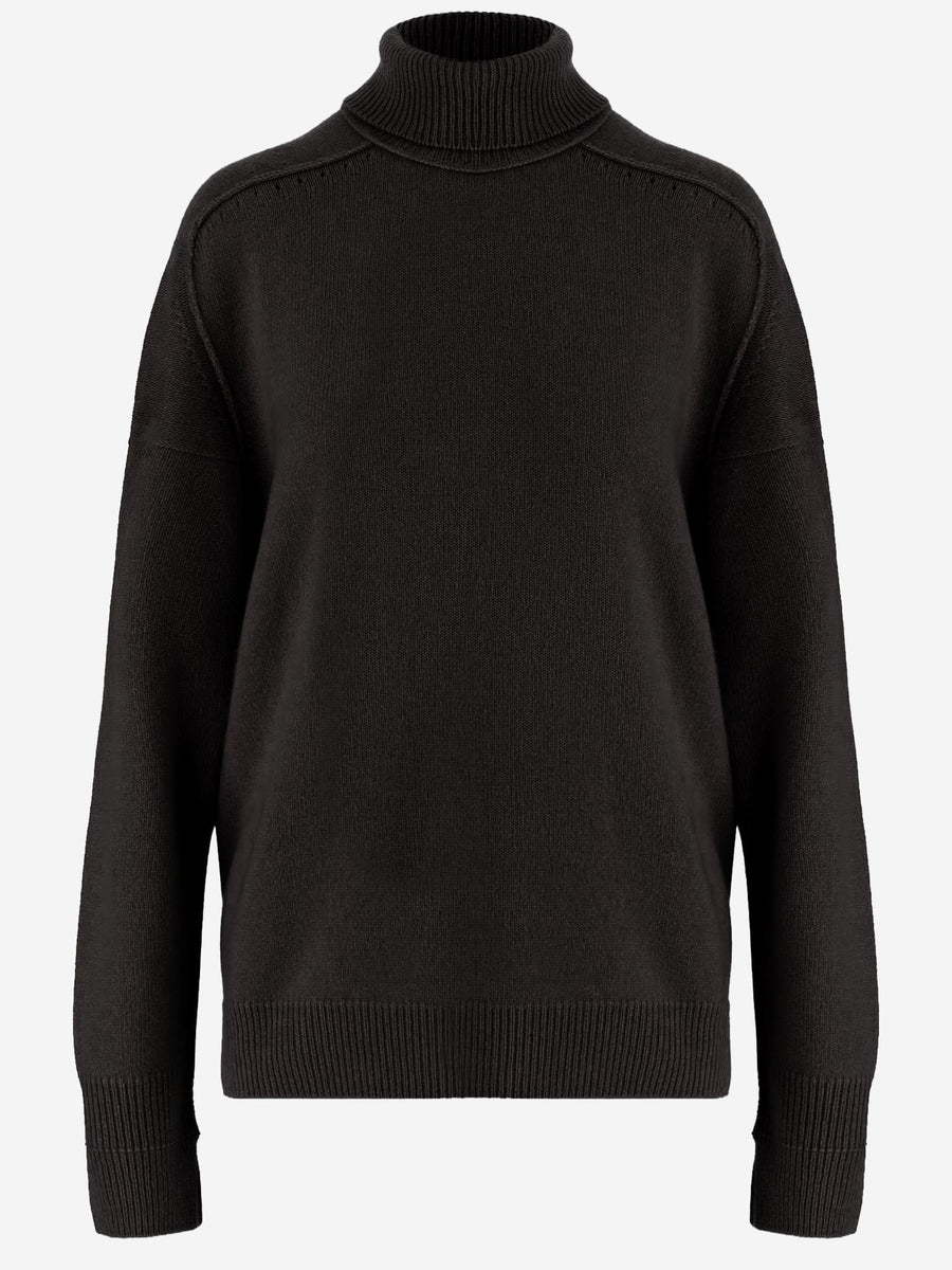 High Neck Cashmere Sweater Brown