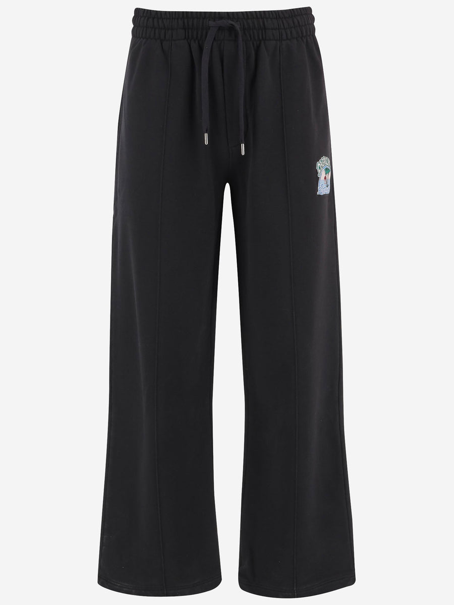 Cotton Pants With Logo Black Organic Trousers