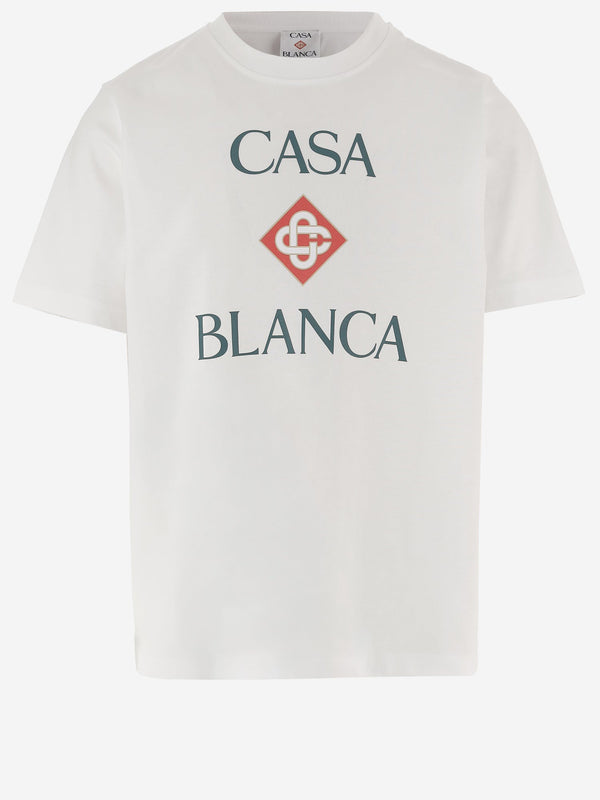 Cotton T-Shirt With Logo Print White Organic T-shirts