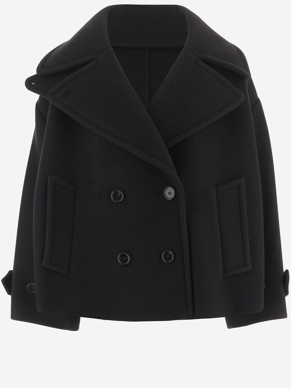 Coat Oversized Short Wool-Blend Black