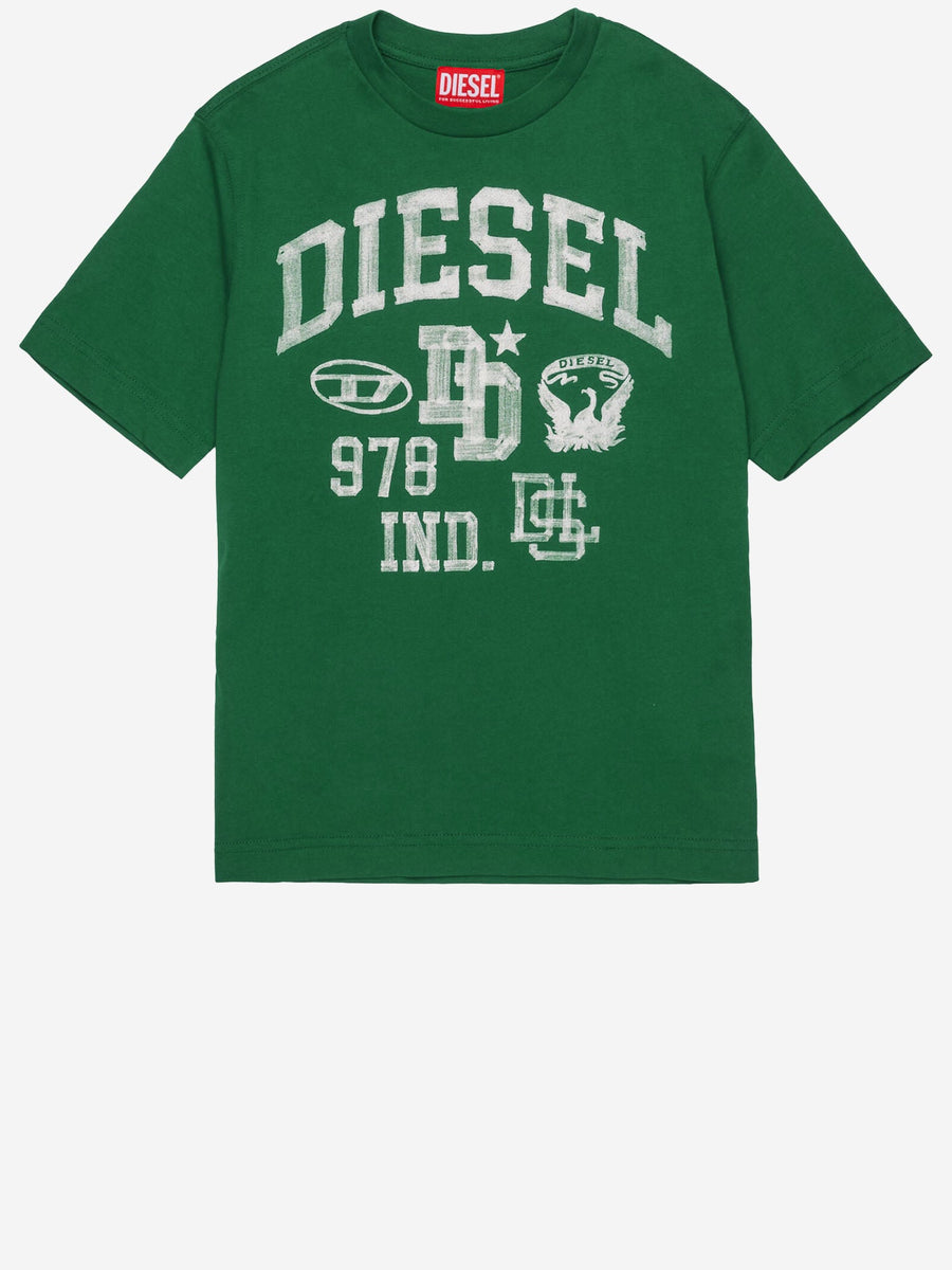 Cotton T-Shirt With Logo Green T-shirts