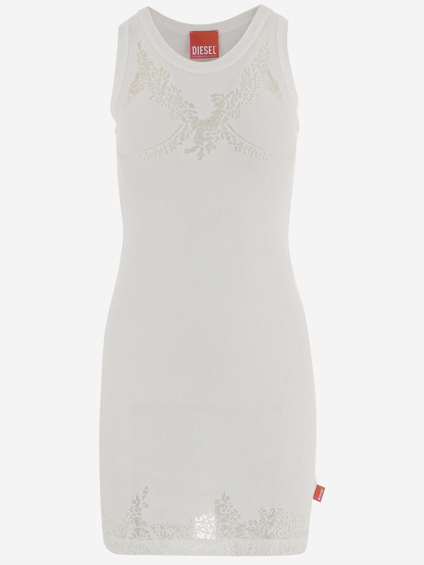 Dress With Sheer Detailing White Cotton
