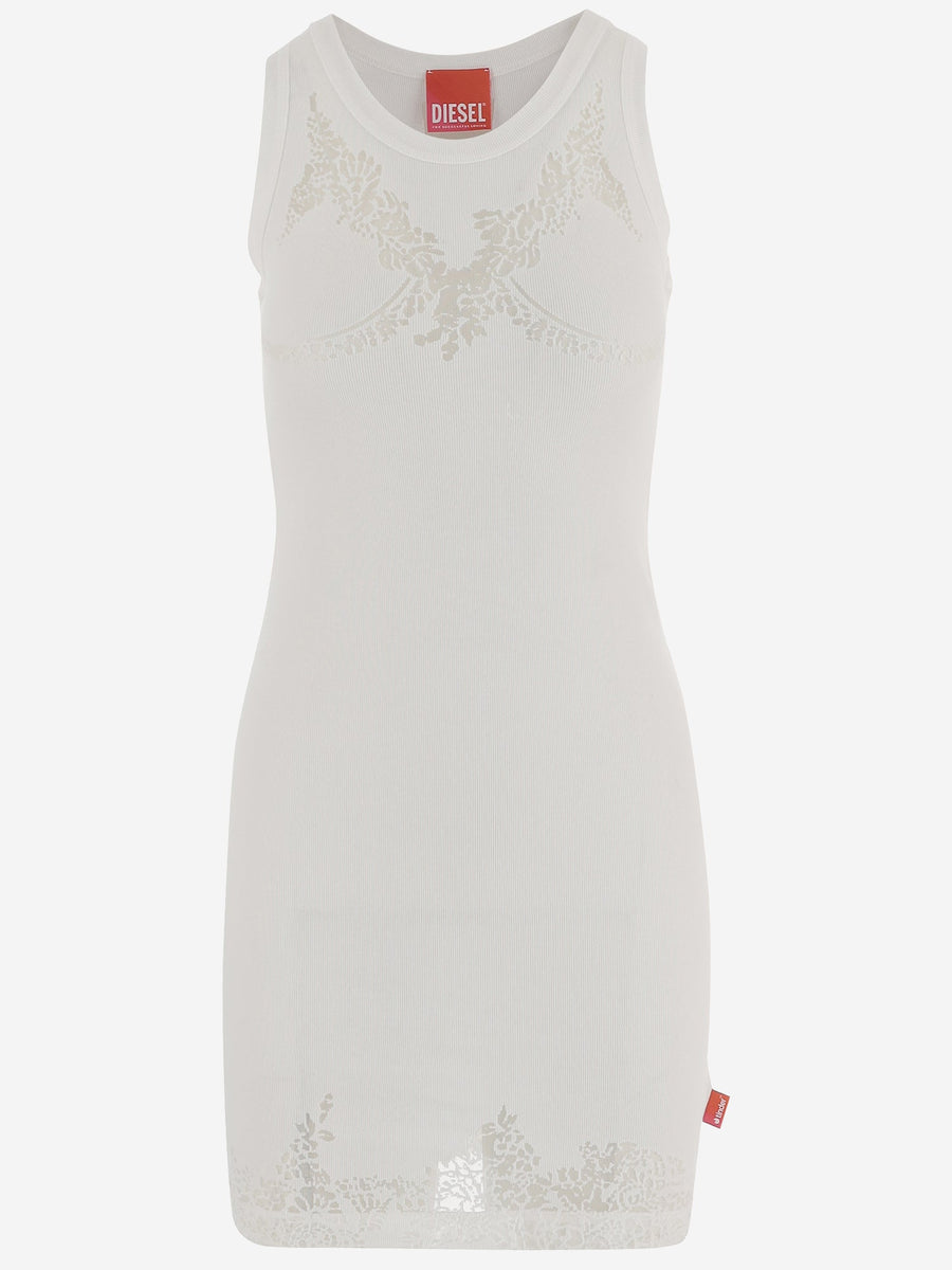 Dress With Sheer Detailing White Cotton