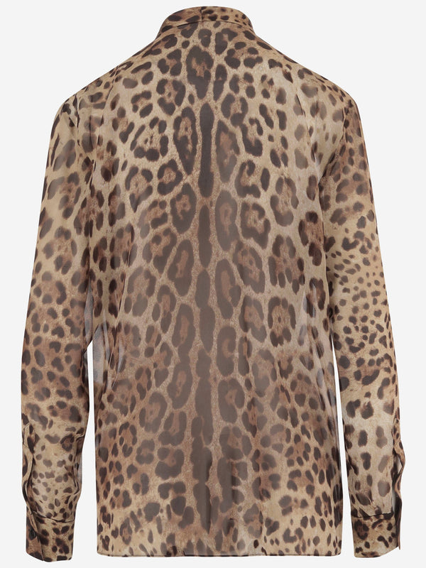 Georgette Shirt With Animal Print Multicolour Silk