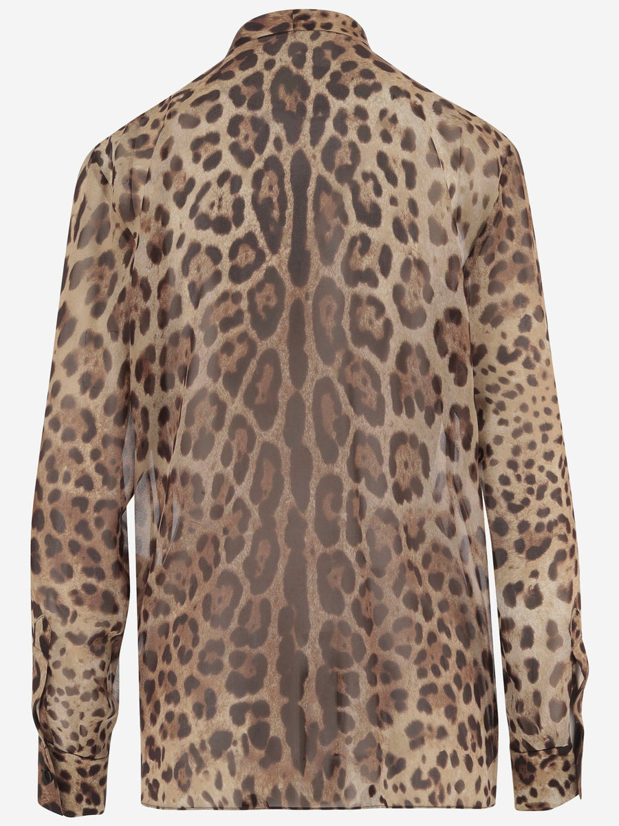 Georgette Shirt With Animal Print Multicolour Silk