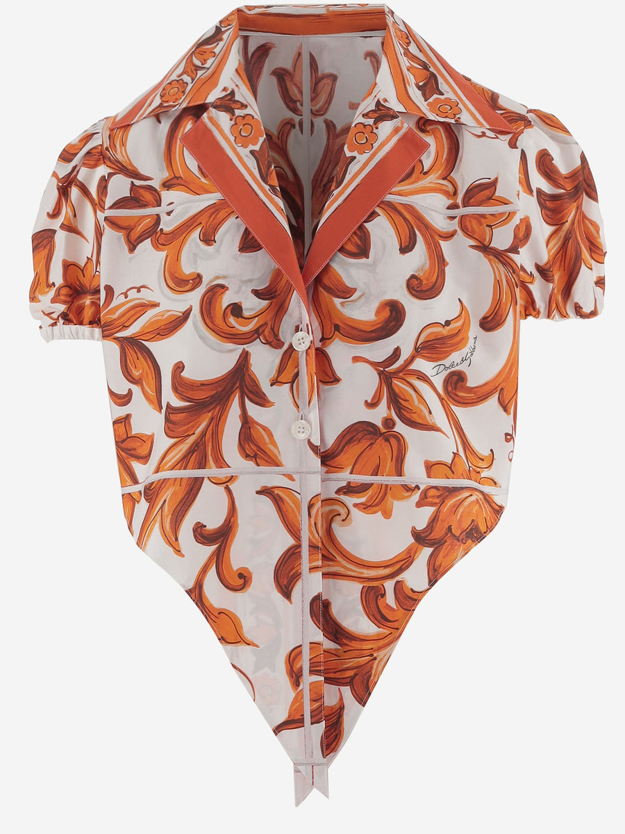 Shirt Cotton Poplin With Maiolica Print Multicolour