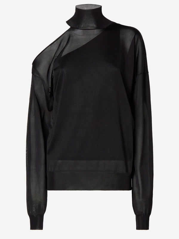 Knit Top Silk Organza Black Silk; Viscose