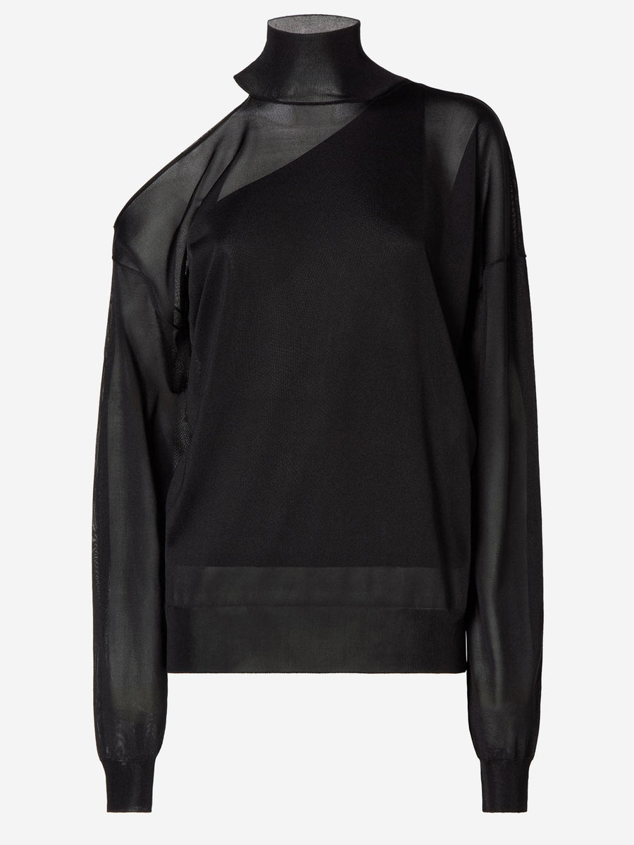 Knit Top Silk Organza Black Silk; Viscose