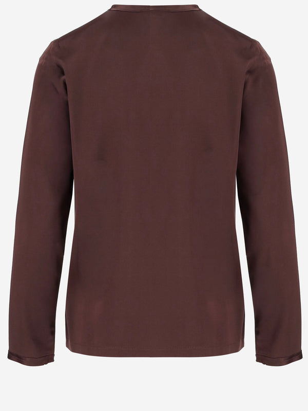 Stretch Silk Sweater Brown