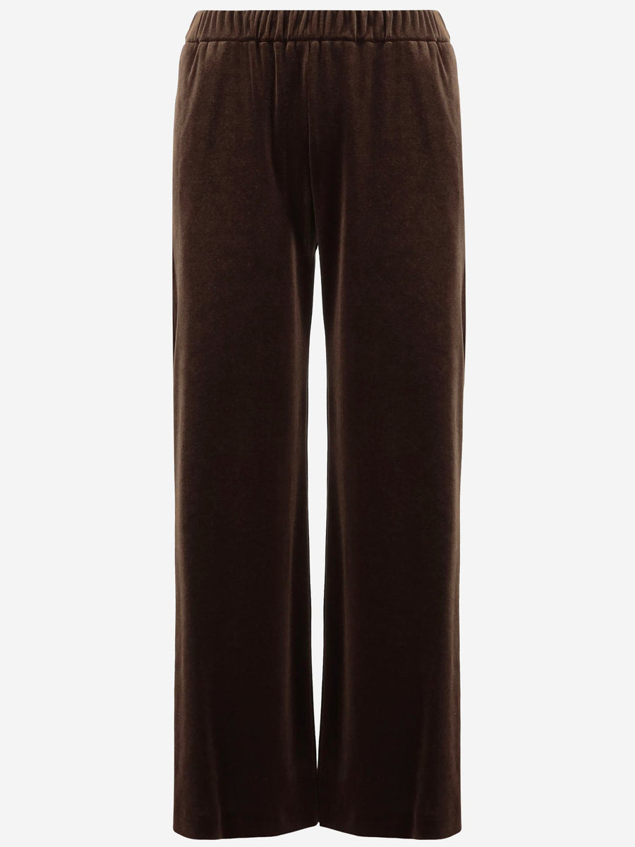 Stretch Velvet Pants Brown Polyester Trousers