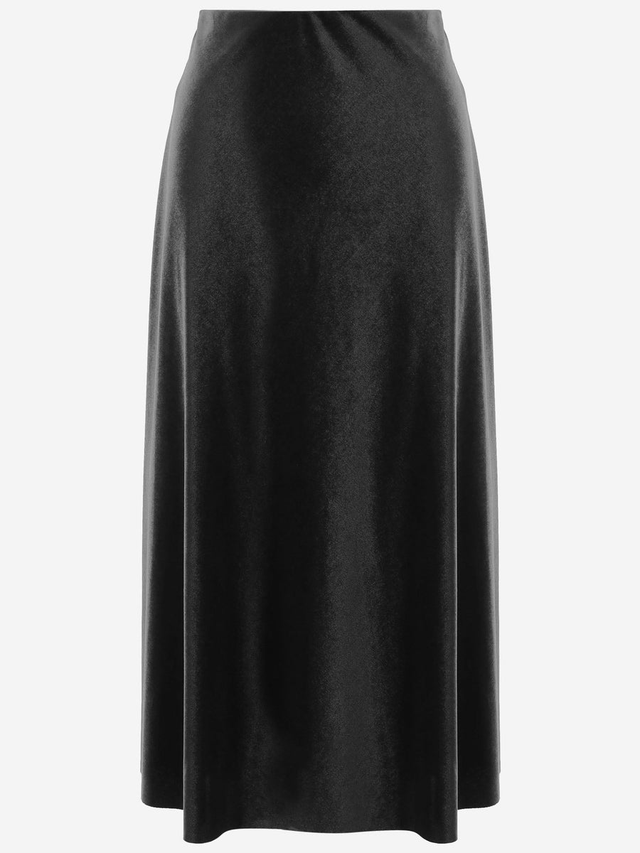 Stretch Velvet Skirt Black Polyester