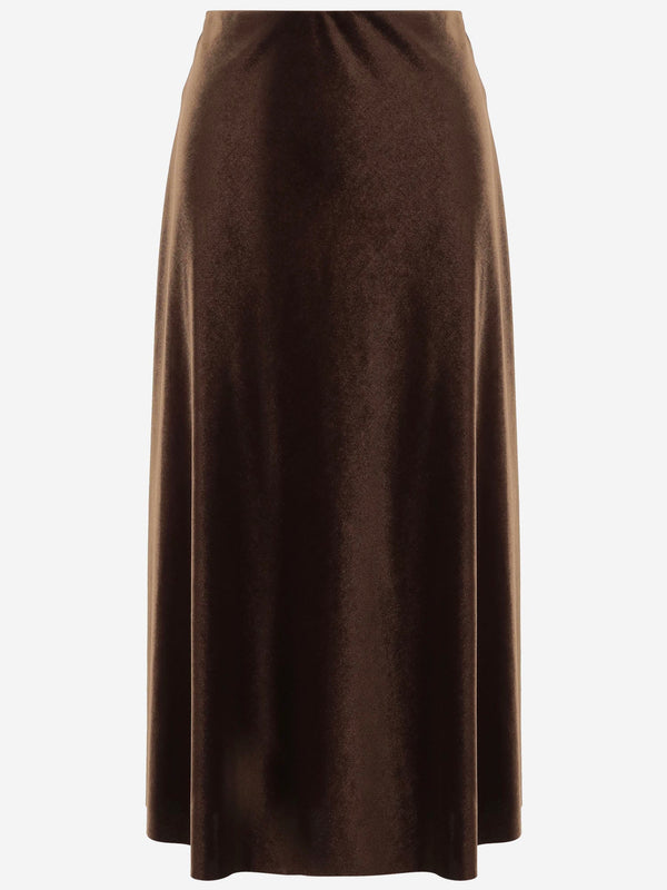 Skirt Stretch Velvet Brown Polyester