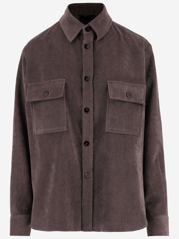 Shirt Ribbed Nylon-Blend Brown Polyester