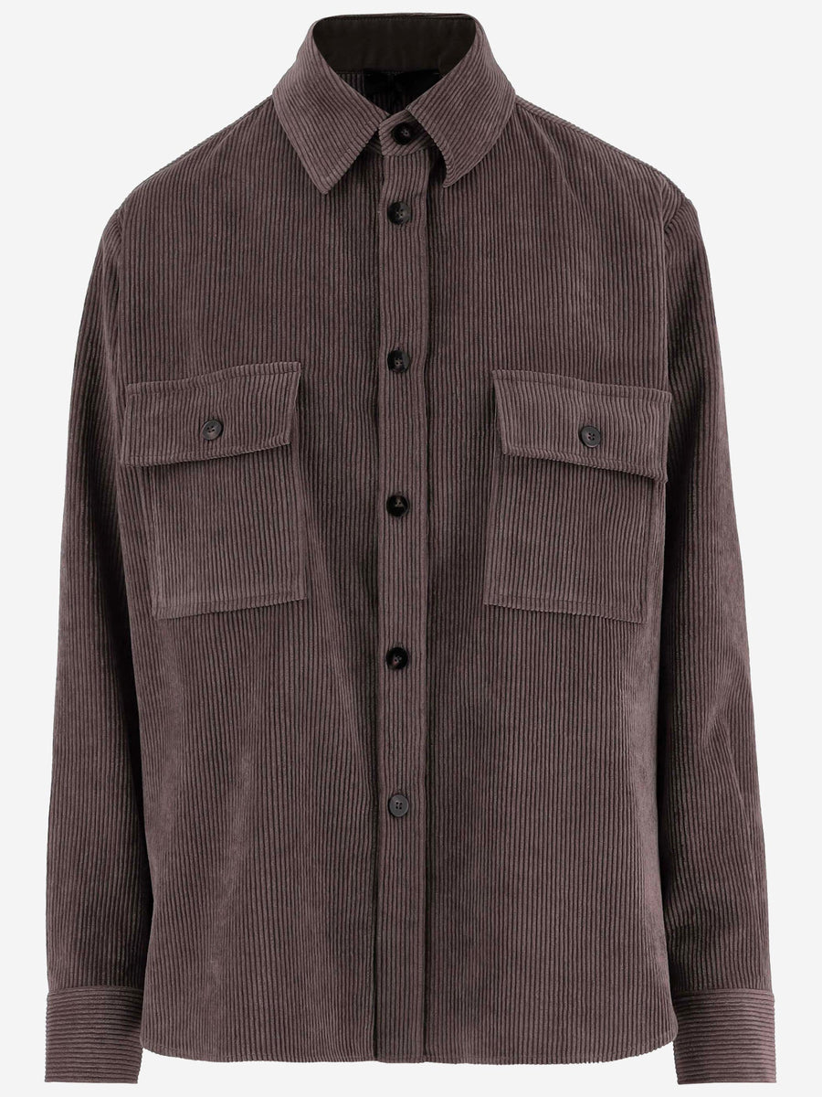 Shirt Ribbed Nylon-Blend Brown Polyester