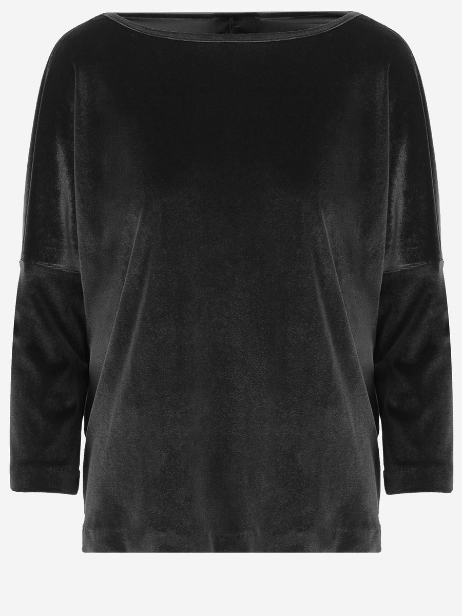 Sweater, Stretch Velvet, Black Polyester