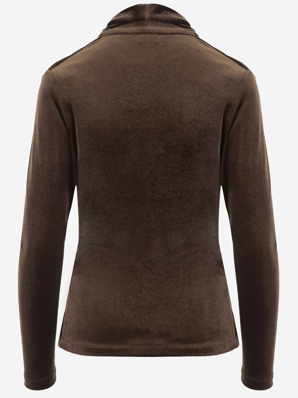 Sweater Stretch Velvet Brown Polyester