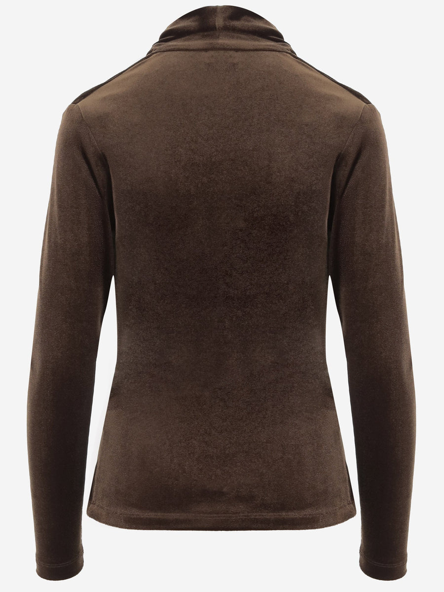 Sweater Stretch Velvet Brown Polyester