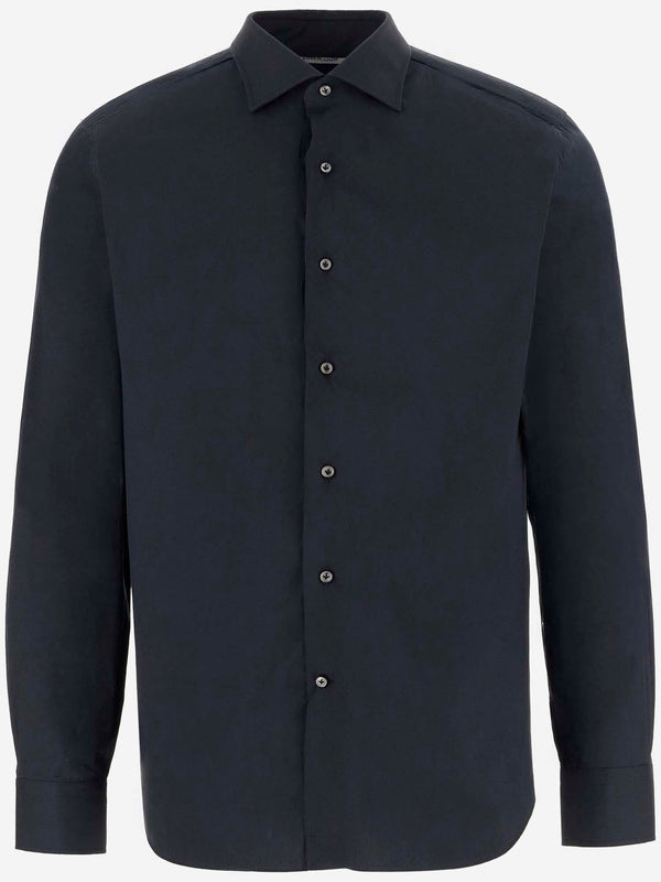 Shirt Stretch Cotton-Blend Navy