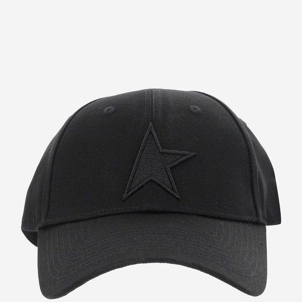 Cotton Hat With Embroidered Star Black