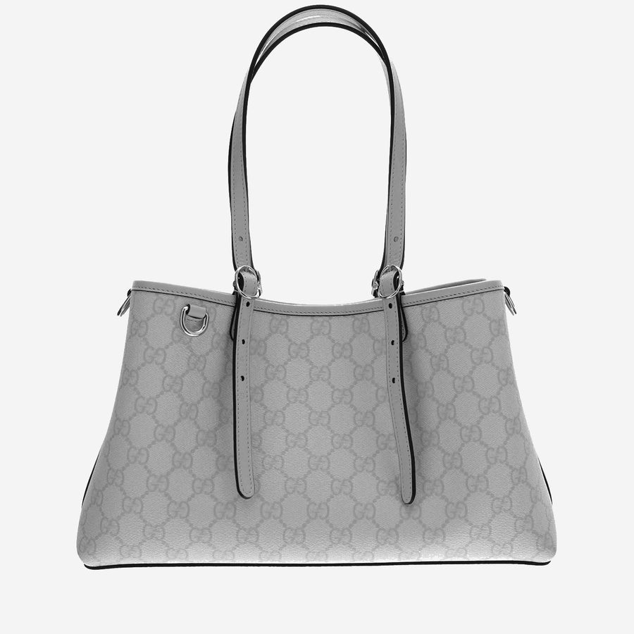 Shopping Bag Gg Emblem Grey Polyurethane Shoulder