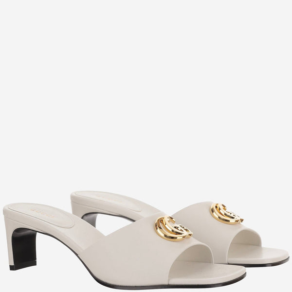 Slider Sandals White Leather Lamb