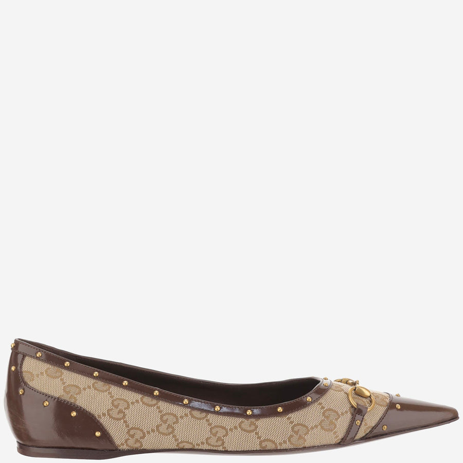 Savoy Flat Shoes Gg Fabric And Leather Multicolour Polyester