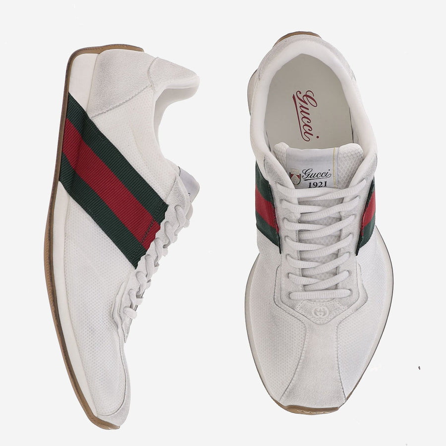 Sneakers Tempo White Suede And Mesh Trainers
